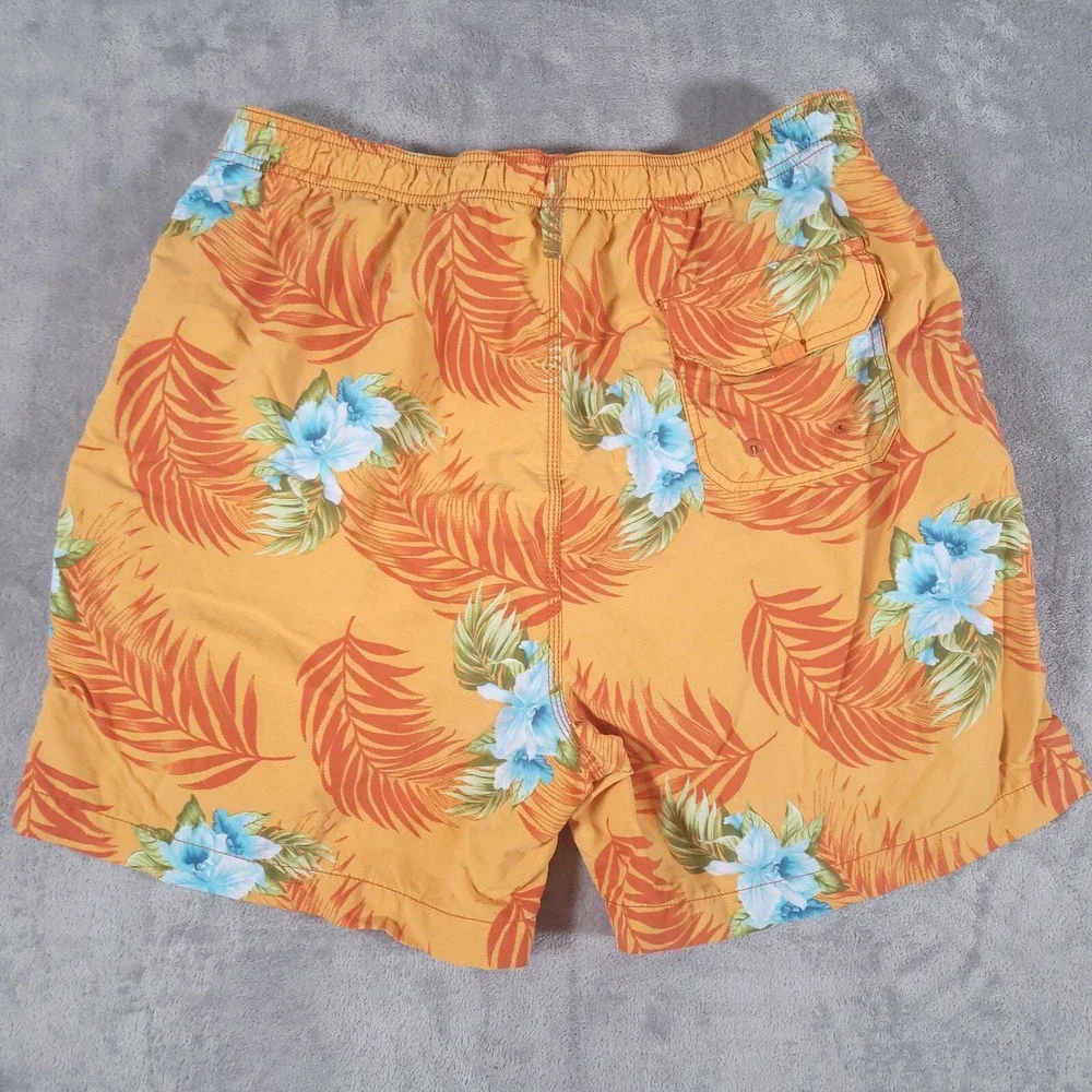 Tommy‎ Bahama Swim Trunks Mens Large Orange Floral Hawaiian Short Mesh Lined 6